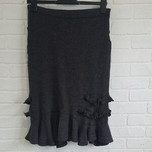 Luisa Cerano Charcoal Ruffle Pencil Skirt